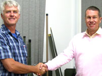 Juergen Dresel (right), managing director of Poynting Antennas and Graeme Davis, general manager of Radiant Antennas.